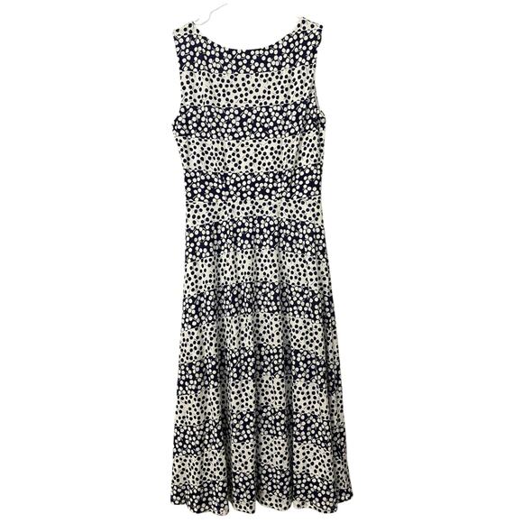 Boden Rosamund Jersey Midi Dress US 6R Navy White Sleeveless Floral Striped Prep - Picture 5 of 10
